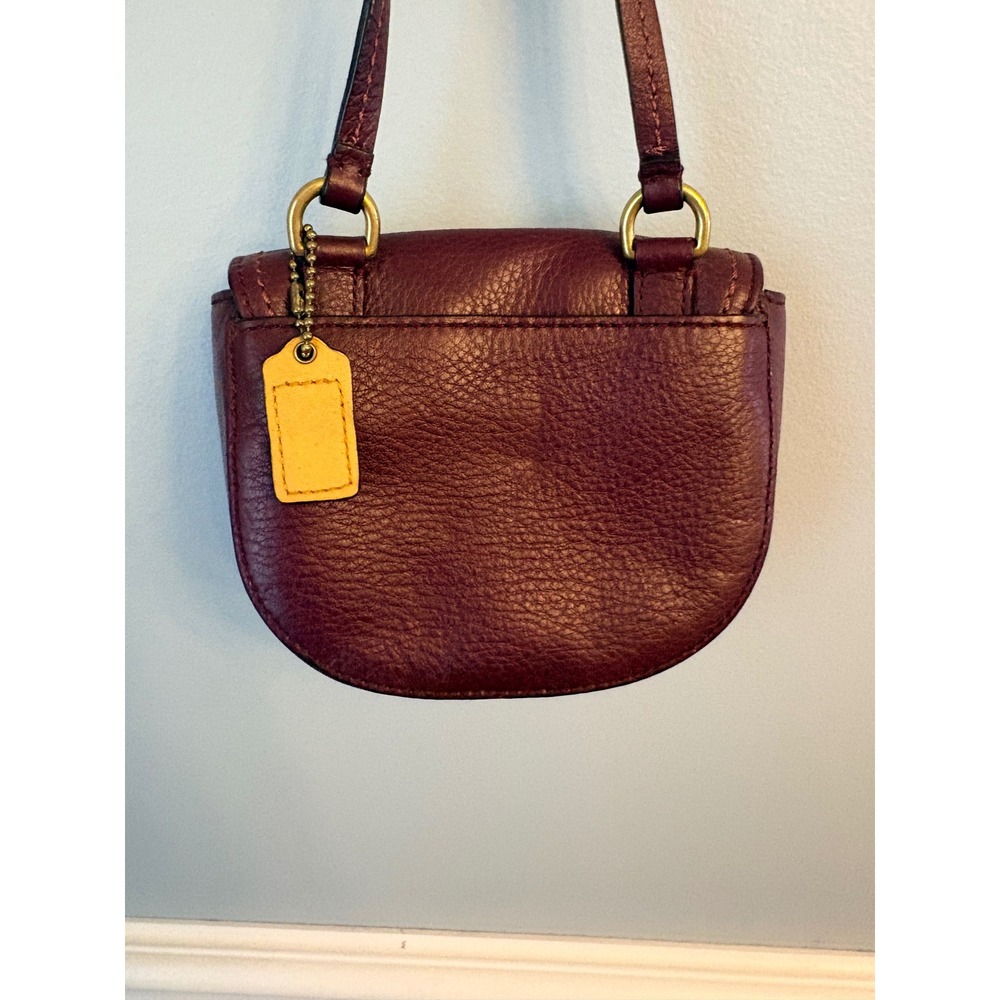 Coach Burgundy Pebbled Leather Mini Park Crossbody Bag Small Purse Maroon Kids - Picture 3 of 15